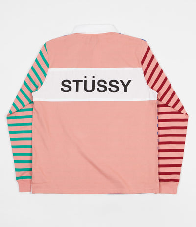 Stussy Jonah Stripe Long Sleeve Rugby Shirt - Pink