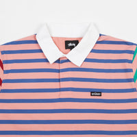 Stussy Jonah Stripe Long Sleeve Rugby Shirt - Pink thumbnail