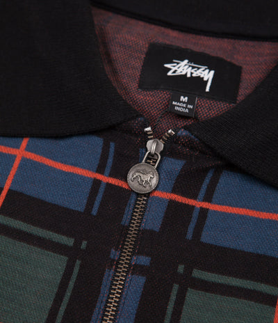 Stussy Lion Zip Pocket Polo Shirt - Blue