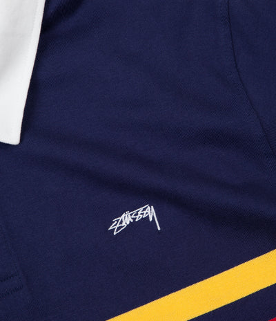 Stussy Lucas Stripe Long Sleeve Rugby Shirt - Navy