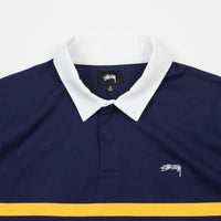 Stussy Lucas Stripe Long Sleeve Rugby Shirt - Navy thumbnail