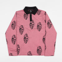 Stussy Mask Long Sleeve Polo Shirt - Pink thumbnail