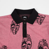 Stussy Mask Long Sleeve Polo Shirt - Pink thumbnail