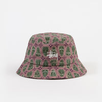 Stussy Mask Pattern Bucket Hat - Pink thumbnail