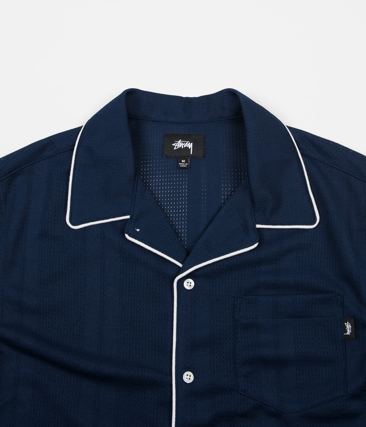 Stussy Mesh Short Sleeve Shirt - Navy | Flatspot