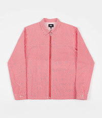 Stussy Mini Check Full Zip Shirt - Red