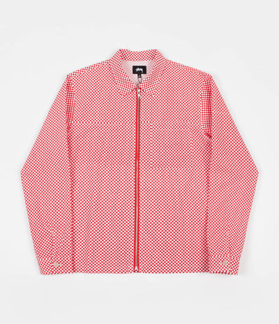 Stussy Mini Check Full Zip Shirt - Red