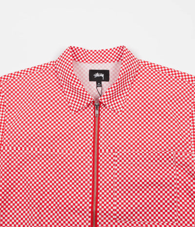 Stussy Mini Check Full Zip Shirt - Red