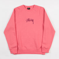 Stussy New Stock Applique Crewneck Sweatshirt - Dark Pink thumbnail