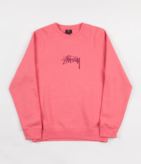 Stussy New Stock Applique Crewneck Sweatshirt - Dark Pink