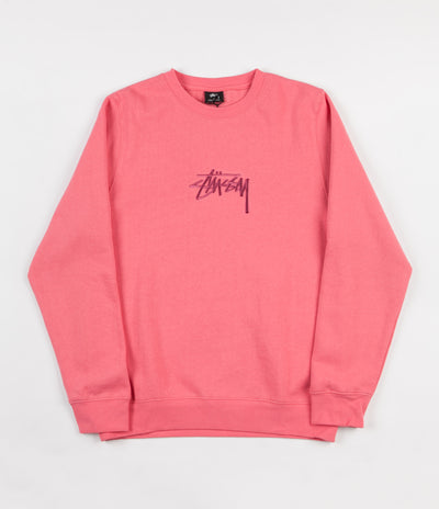 Stussy New Stock Applique Crewneck Sweatshirt - Dark Pink