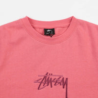 Stussy New Stock Applique Crewneck Sweatshirt - Dark Pink thumbnail