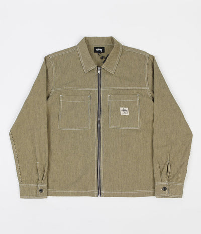 Stussy Overdyed Hickory Zip Shirt - Yellow