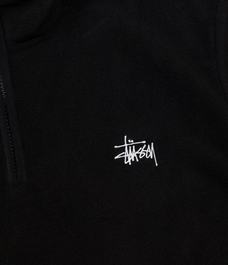 Stussy Polar Fleece Half Zip Sweatshirt - Black | Flatspot