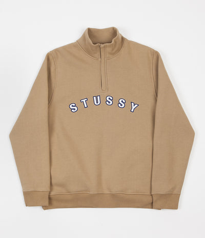 Stussy Quarter Zip Mock Neck Sweatshirt - Tan