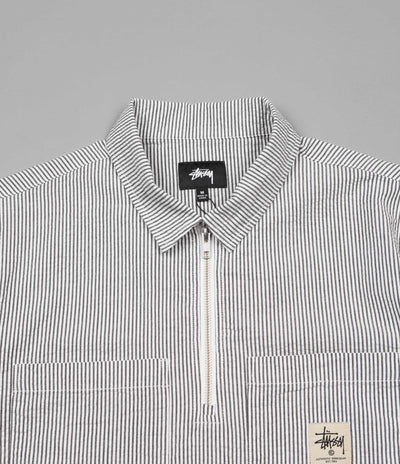 Stussy Seersucker Half-Zip Shirt - Black Stripe