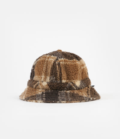 Stussy Sherpa Fleece Bell Bucket Hat - Brown Plaid