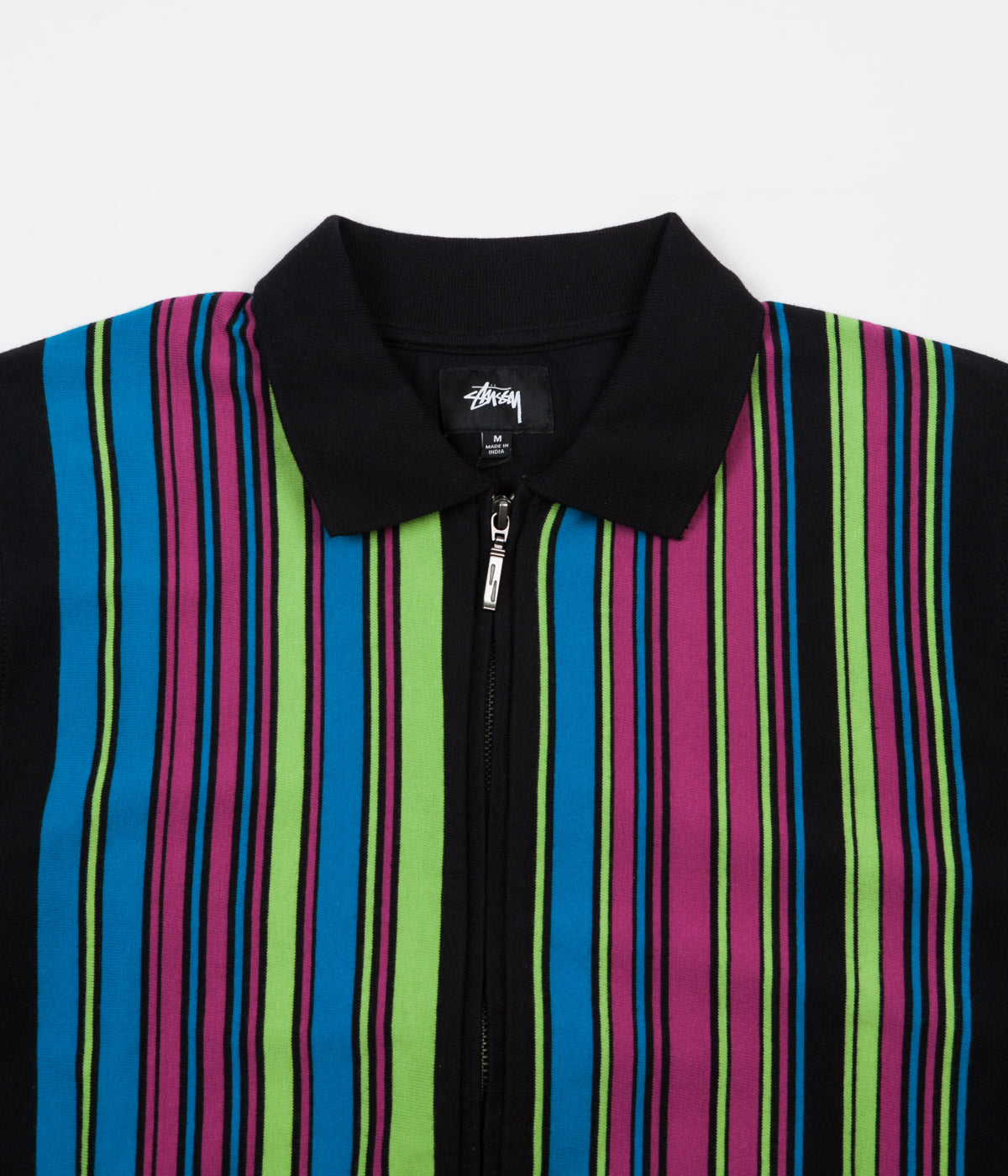 Stussy Simon Long Sleeve Zip Polo Shirt - Black | Flatspot