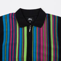 Stussy Simon Long Sleeve Zip Polo Shirt - Black thumbnail