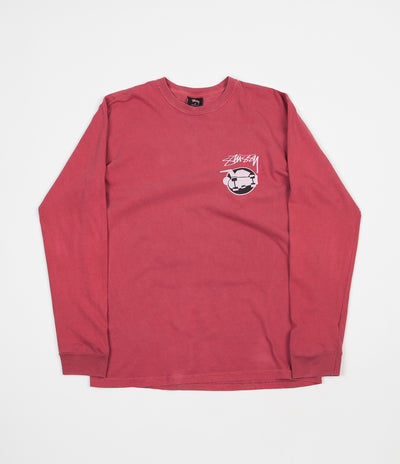 Stussy Skateman Pigment Dyed Long Sleeve T-Shirt - Raspberry