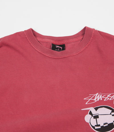 Stussy Skateman Pigment Dyed Long Sleeve T-Shirt - Raspberry