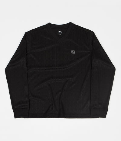 Stussy Soccer V-Neck Long Sleeve T-Shirt - Black