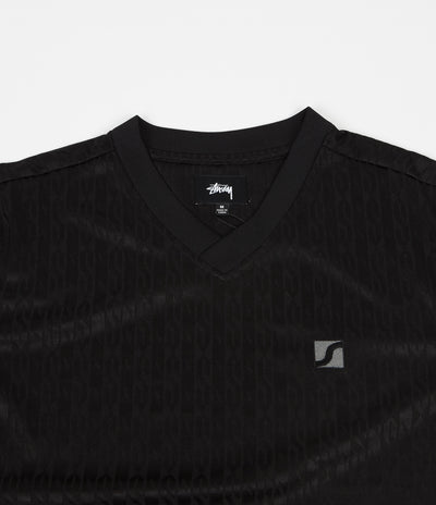 Stussy Soccer V-Neck Long Sleeve T-Shirt - Black