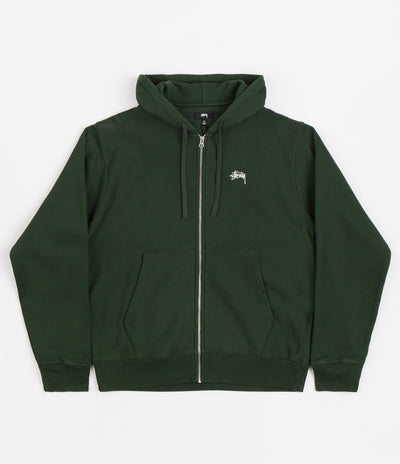 Stussy Stock Logo Zip Hoodie - Forest