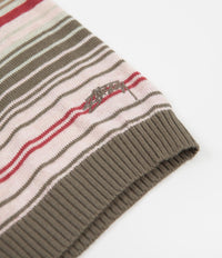 Stussy Stripe Knit Polo Shirt - Olive | Flatspot