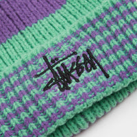 Stussy Striped Big Basic Beanie - Green thumbnail