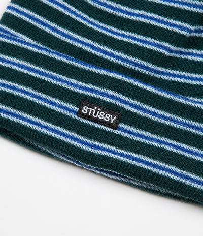 Stussy Striped Cuff Beanie - Green