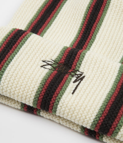 Stussy Striped Pom Beanie - Ecru