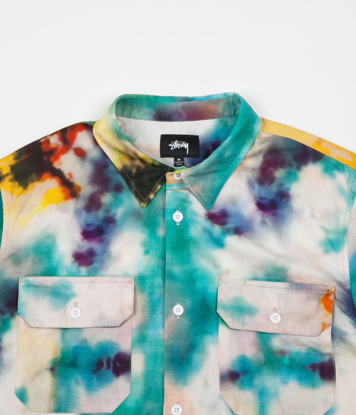 Stussy Tie Dye Long Sleeve Work Shirt - Yellow | Flatspot