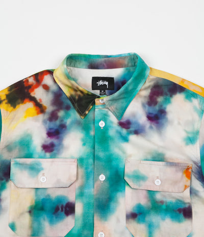 Stussy Tie Dye Long Sleeve Work Shirt - Yellow