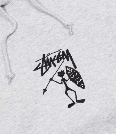 Stussy Tribe Man Applique Hoodie - Grey Heather