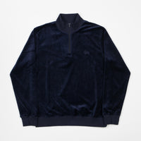 Stussy Velour Long Sleeve Zip Mockneck Sweatshirt - Navy thumbnail