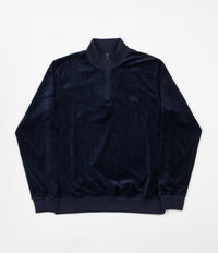 Stussy Velour Long Sleeve Zip Mockneck Sweatshirt - Navy