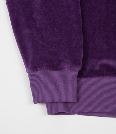 Stussy Velour Zip Mock Neck Sweatshirt - Purple