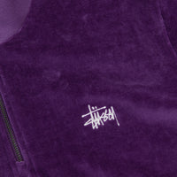 Stussy Velour Zip Mock Neck Sweatshirt - Purple thumbnail