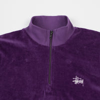 Stussy Velour Zip Mock Neck Sweatshirt - Purple thumbnail