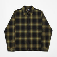 Stussy Zip Up Shadow Plaid Long Sleeve Shirt - Green thumbnail