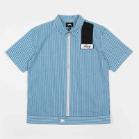 Stussy Zip Up Work Shirt - Blue Stripe thumbnail