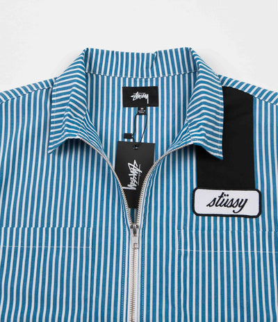 Stussy Zip Up Work Shirt - Blue Stripe