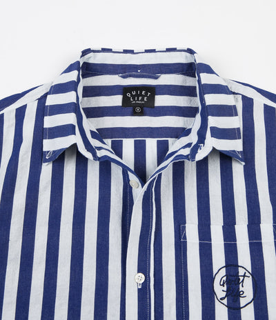 The Quiet Life Barnum Short Sleeve Button Down Shirt - Navy / White