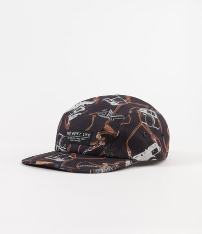 The Quiet Life Camera Strap 5 Panel Camper Cap - Black