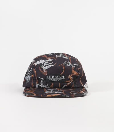 The Quiet Life Camera Strap 5 Panel Camper Cap - Black