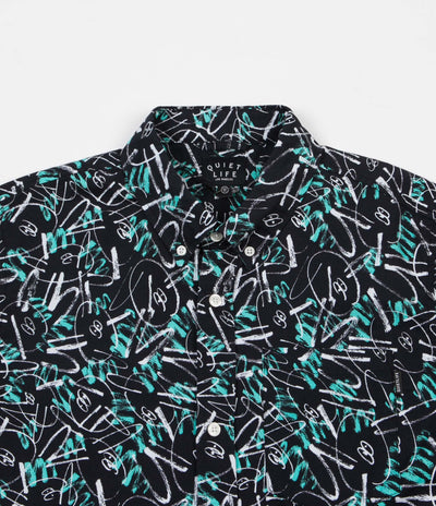 The Quiet Life Jarvis Long Sleeve Shirt - Teal / Black