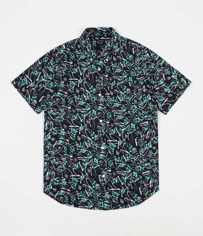 The Quiet Life Jarvis Short Sleeve Shirt - Teal / Black