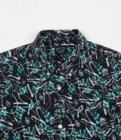 The Quiet Life Jarvis Short Sleeve Shirt - Teal / Black