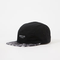 The Quiet Life Rose 5 Panel Camper Cap - Black / Rose thumbnail